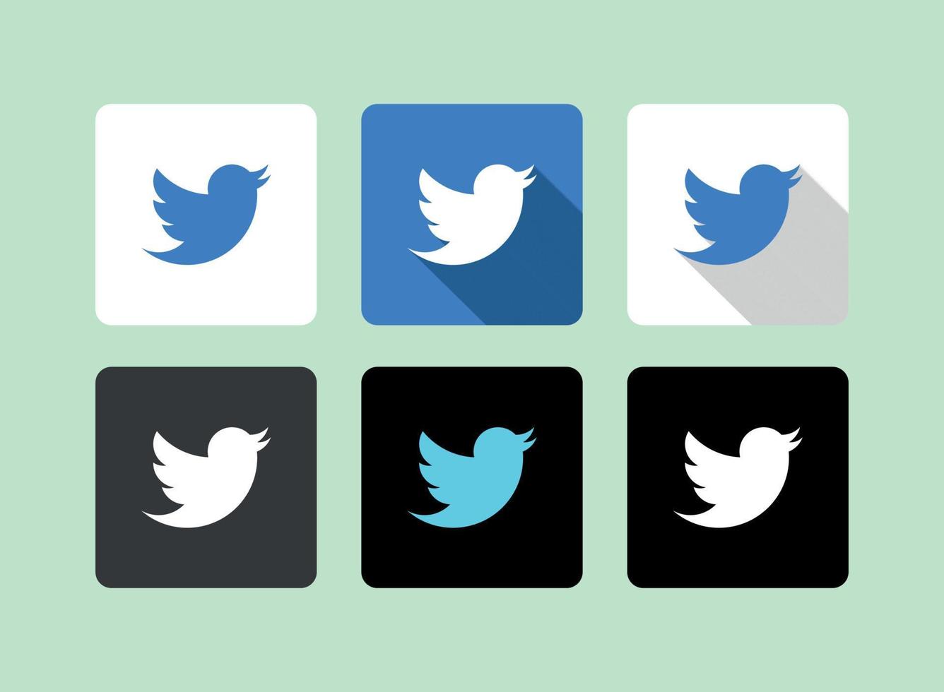 Twitter social media logo icon in various forms vector