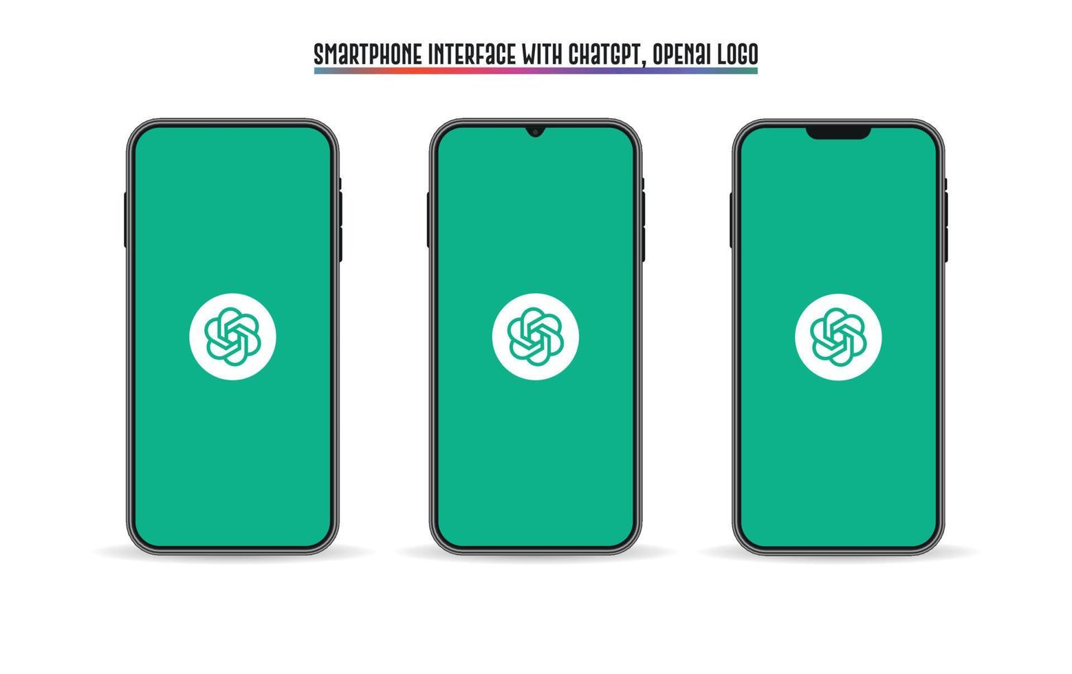 Smartphone interface with OpenAI, ChatGPT logo icon, vector