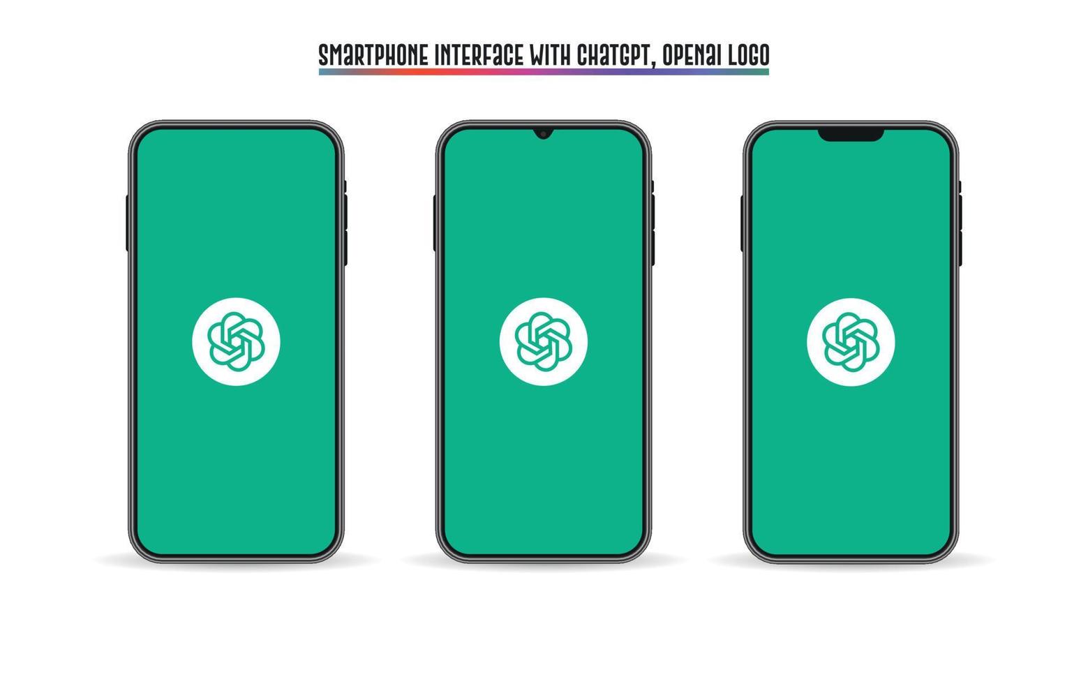 teléfono inteligente interfaz con abierto, chatgpt logo icono, vector