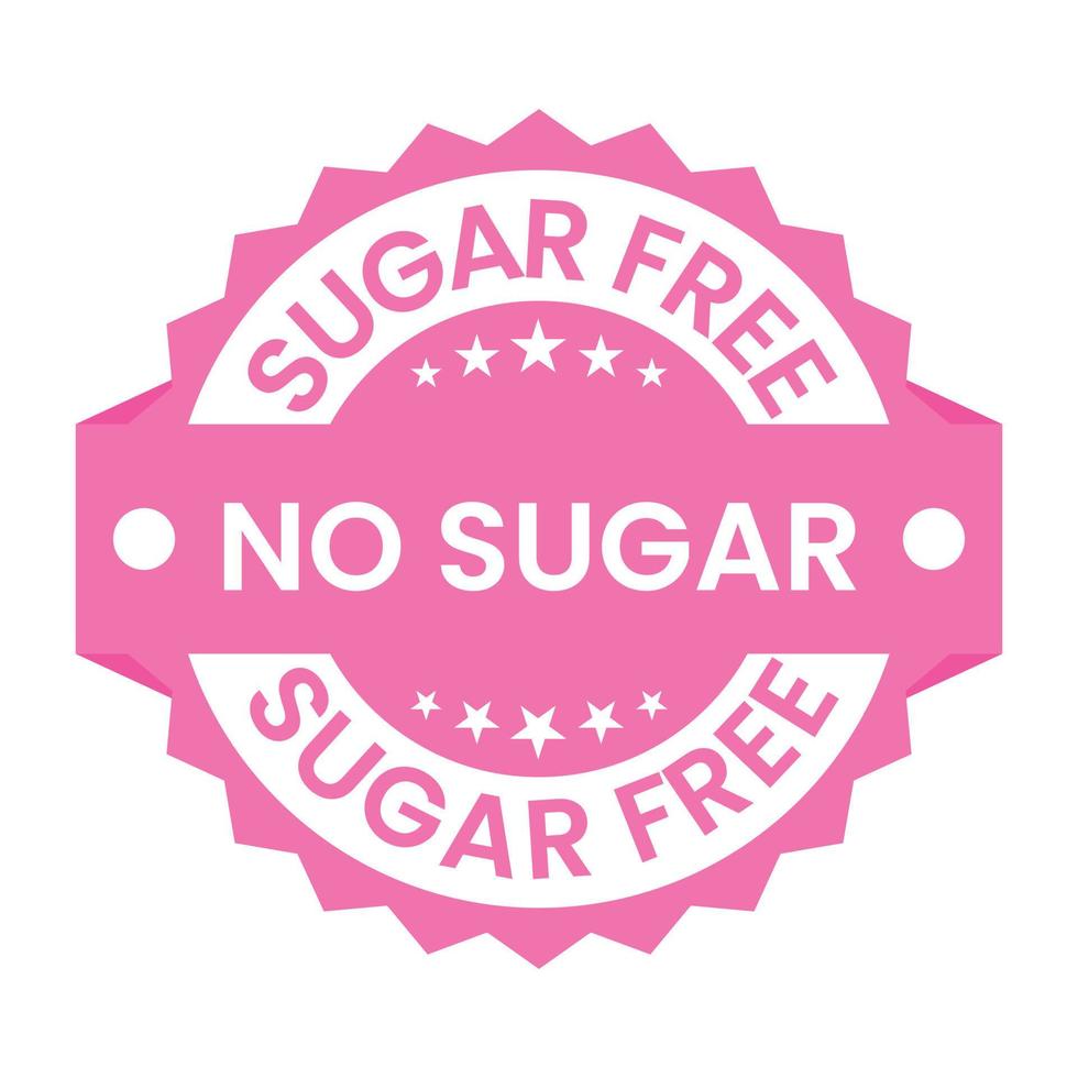 sugar Free Icon, Sugar Free Badge, No Sugar Emblem, Stamp, Seal, Label, Logo, Diabetic Food Symbol Vector Illustration For Product Packaging Design
