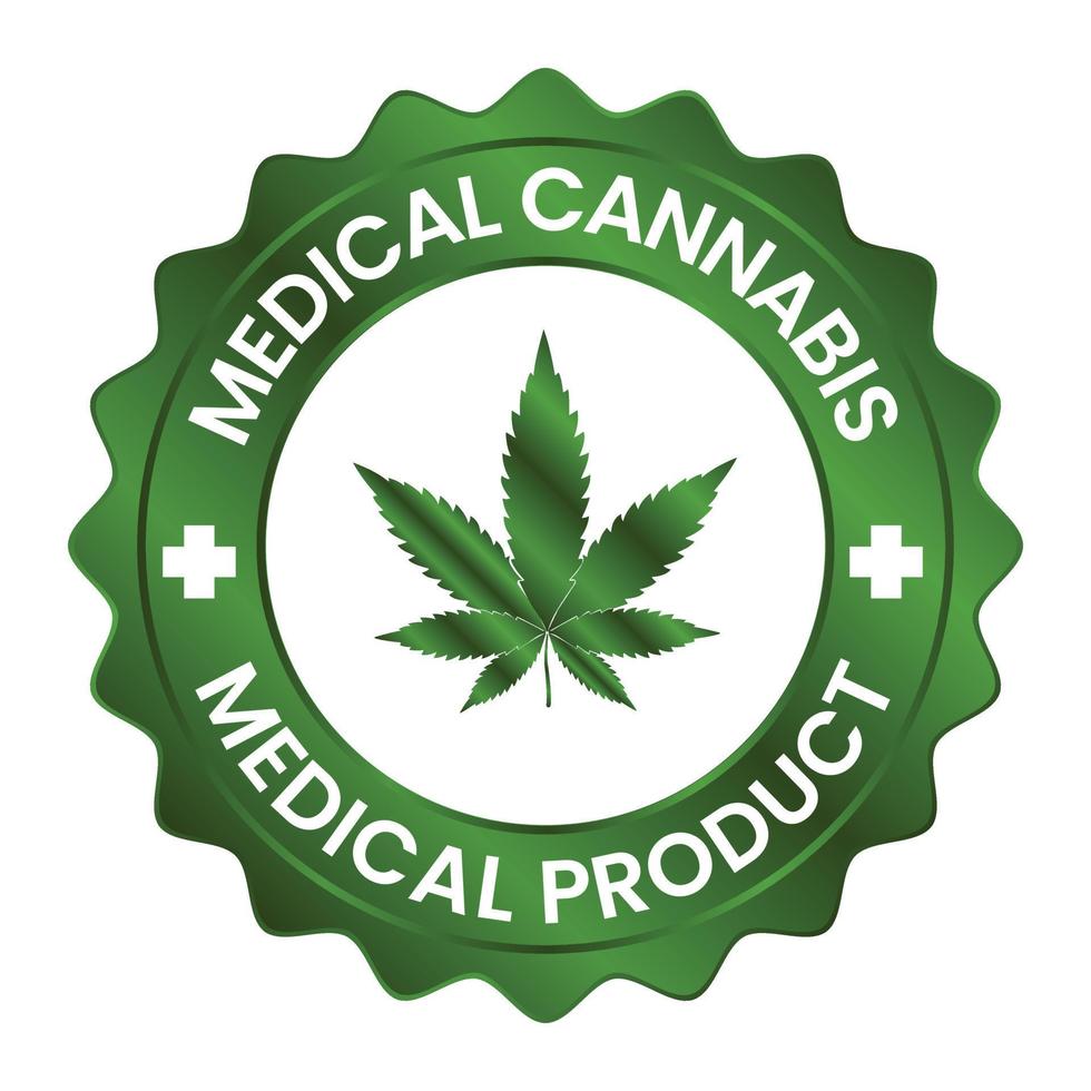 Medical Cannabis 100 Percent Natural Badge, Label, Seal, Hemp Oil Label, CBD Label, Vintage, Health Badge Vector Illustration