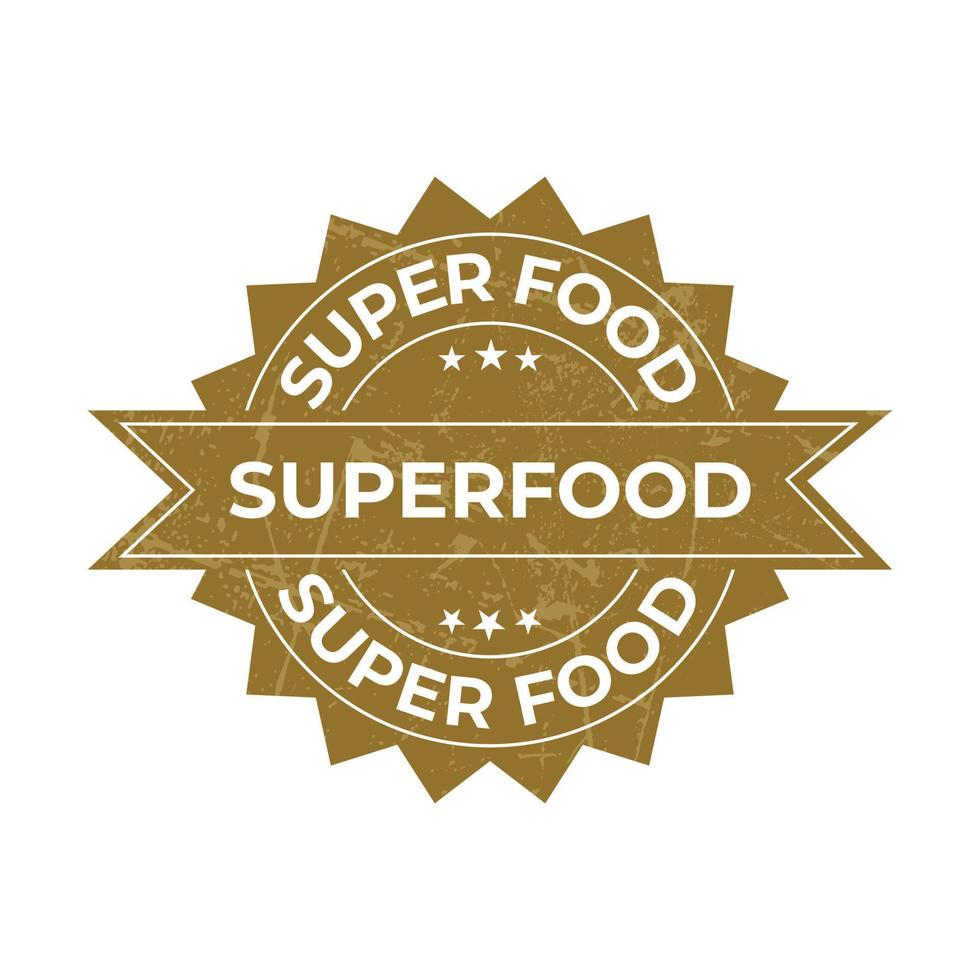 Superfood Badge, Super Food Seal, Superfood Sticker, Sign, Label, Tag, Symbol, Emblem, Logo, Icon, Vintage Style with Grunge Effect vector