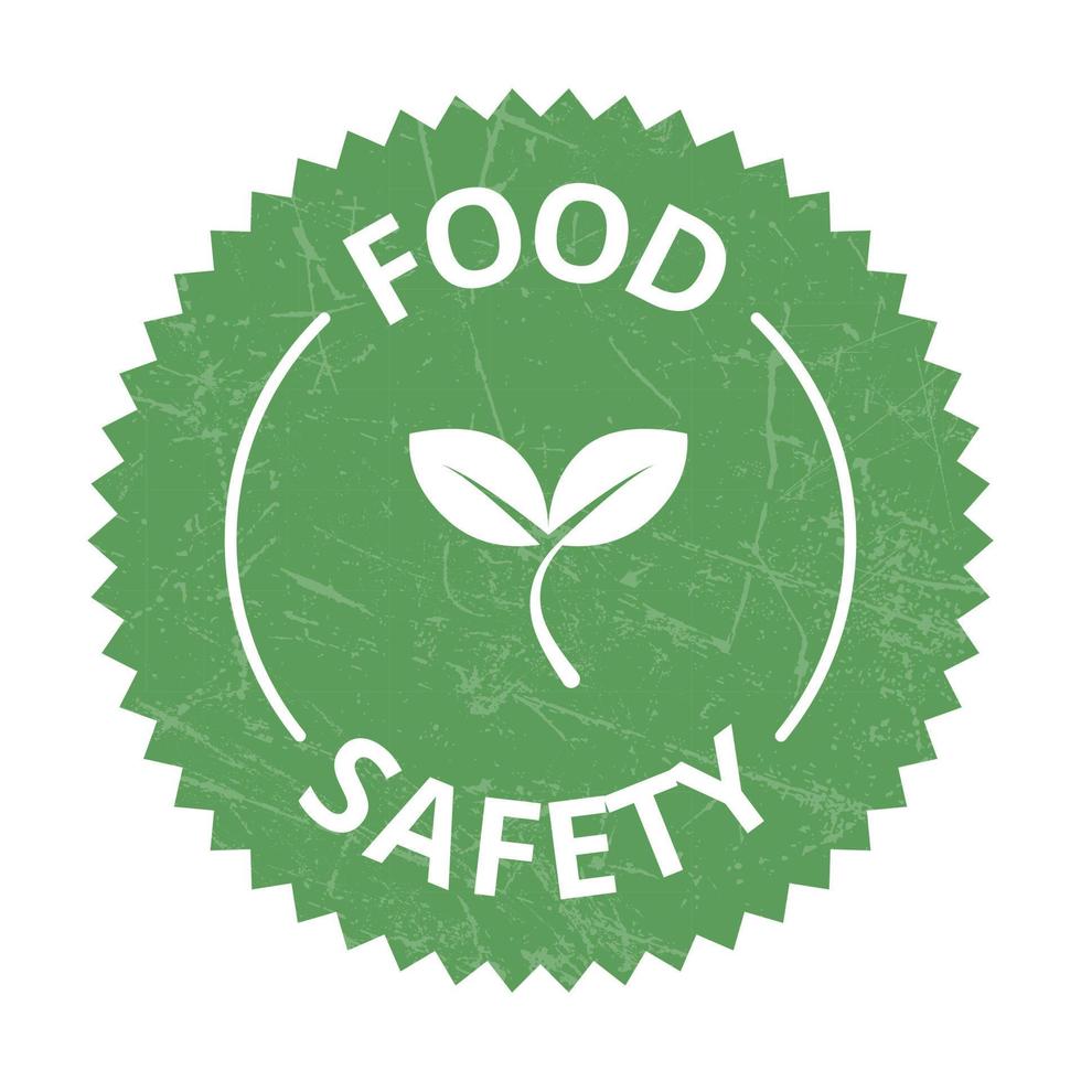 Food Safety Icons, Safe Food Badge, Seal, Tag, Label, Sticker, Emblem Vector Illustration With Grunge Effect