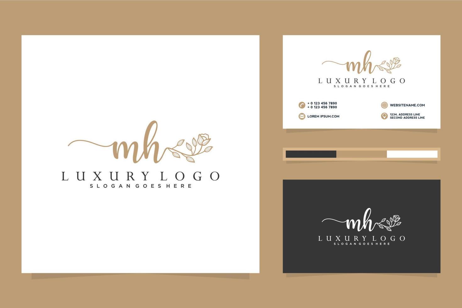 Initial MH Feminine logo collections and business card template Premium Vector