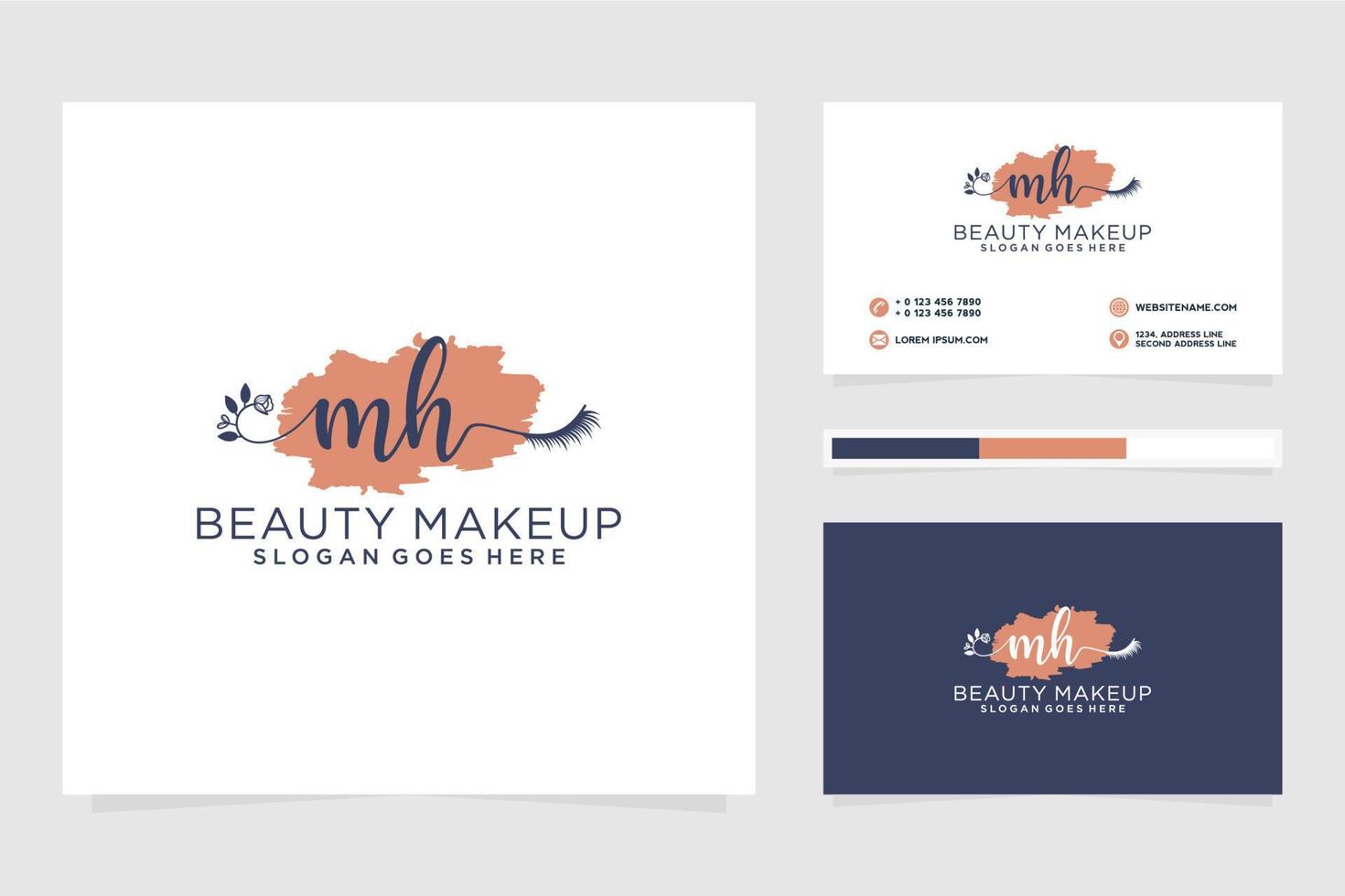 Initial MH Feminine logo collections and business card template Premium Vector