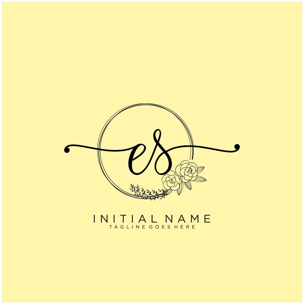 Initial ES feminine logo collections template. handwriting logo of initial signature, wedding, fashion, jewerly, boutique, floral and botanical with creative template for any company or business. vector