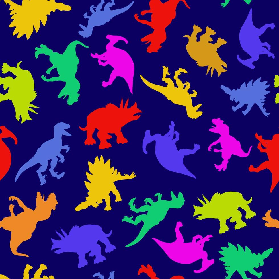 Colorful pattern of dinosaurs in flat style for print and design. Vector illustration.