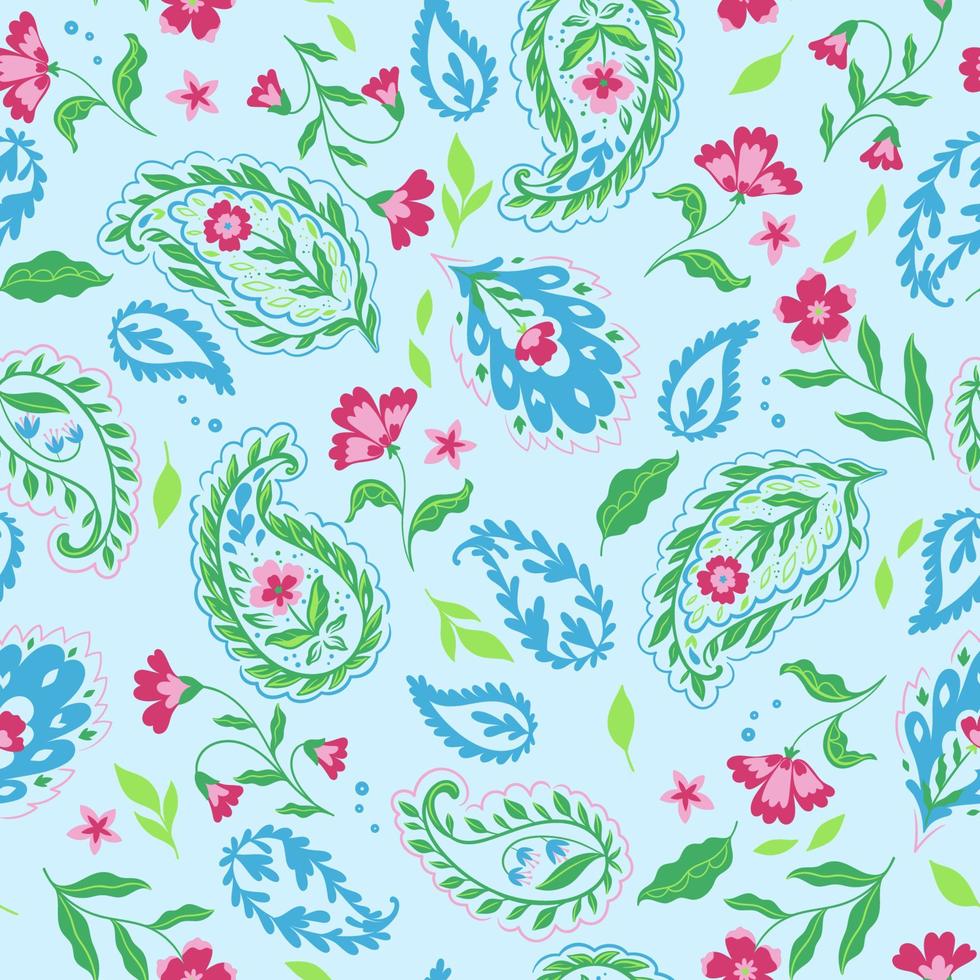 Seamless pattern with Turkish cucumbers and flowers. Vector graphics.