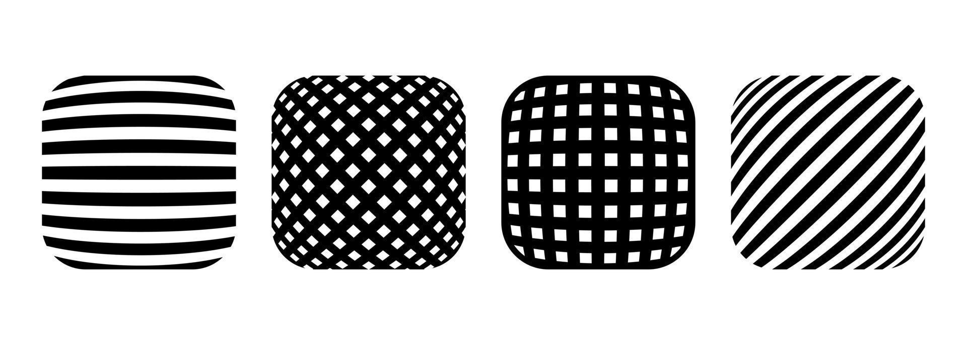 Set of Decorative Dotted rounded square shape with geometric pattern isolated. Vector illustration