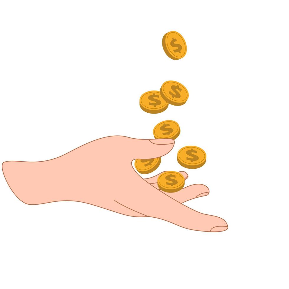hand with coins vector