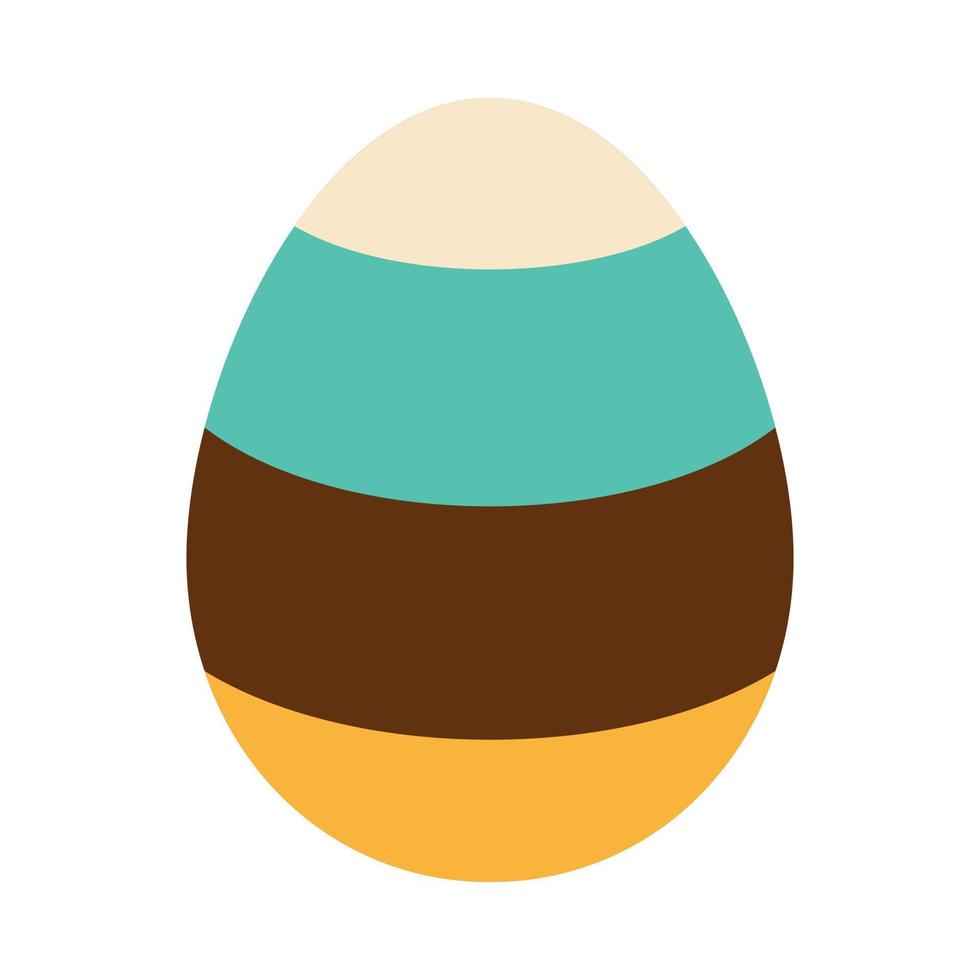 Easter striped egg with lines in green, brown, yellow and white color. Egg hunt. Easter tradition. Easter egg in flat design. vector