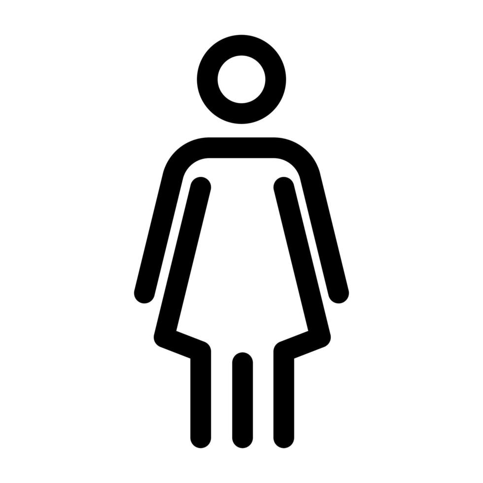 Vector woman toilet icon. Female sign. Only women wc. Bathroom for girls. Editable stroke.