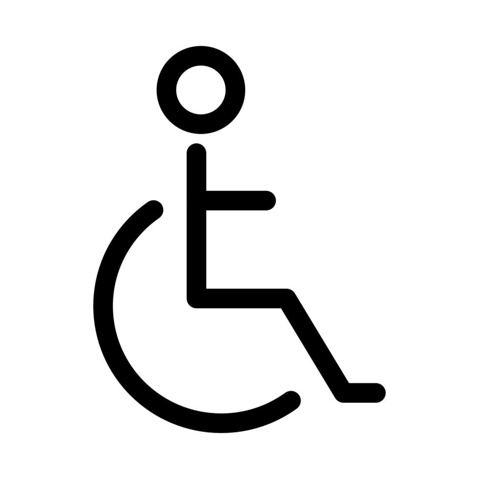 Vector toilet for disabled icon. Line sign. Bathroom for handicap. Editable stroke. Restroom for people with wheelchair.