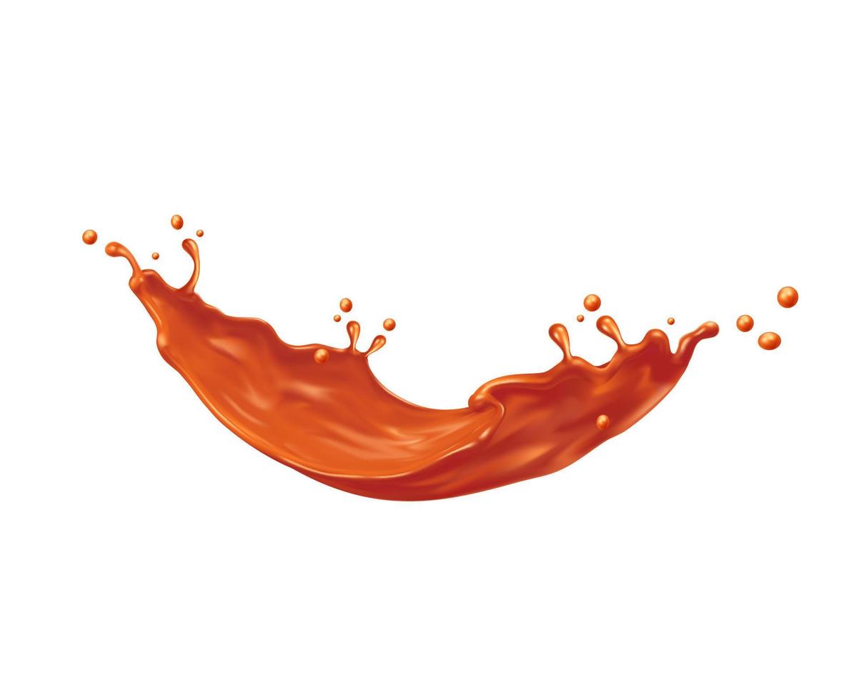 Caramel sauce wave splash, toffee syrup or fudge vector