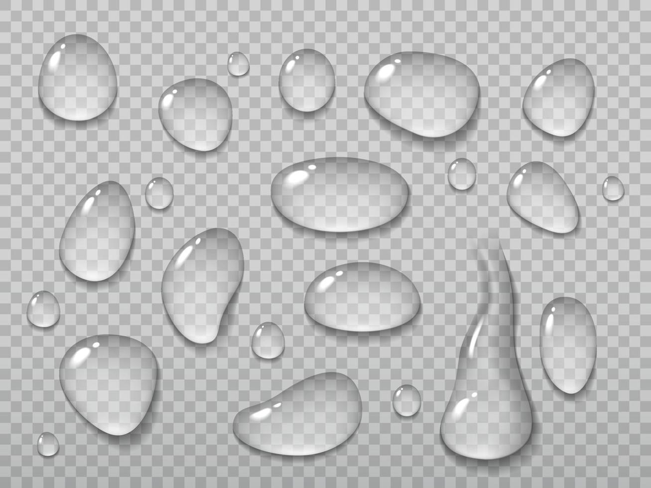 gotas de agua realistas sobre fondo transparente vector