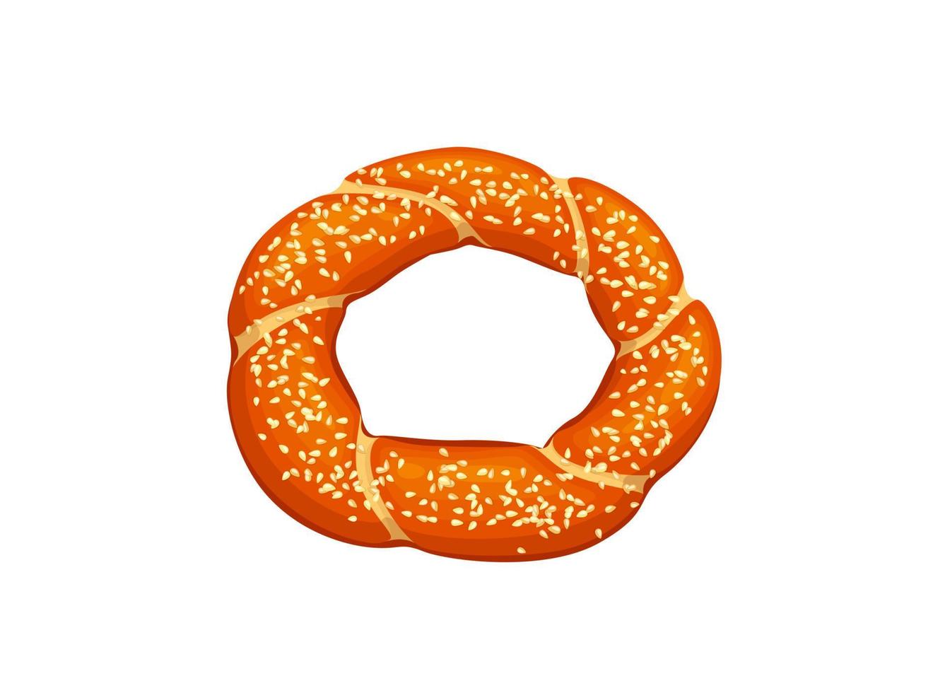 Cartoon turkish simit, isolated vector one bagel