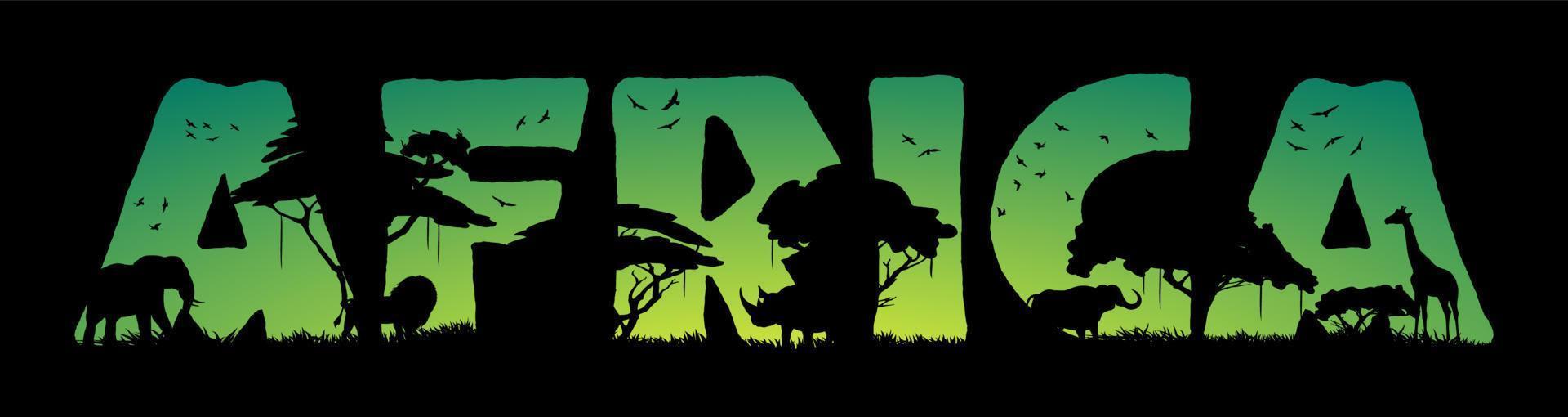 African safari hunting, animal silhouettes vector