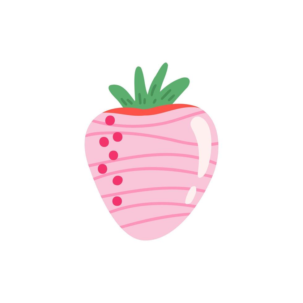Strawberry in pink chocolate. Illustration for printing, backgrounds