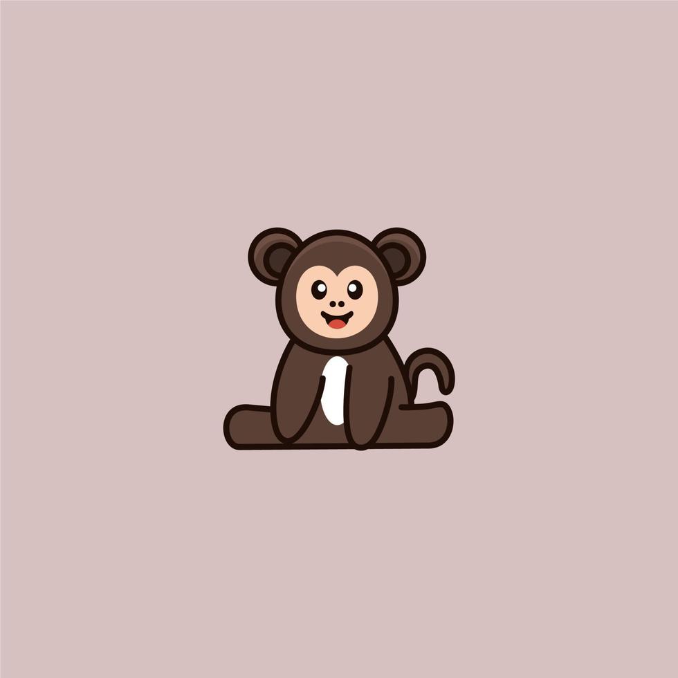 cute monkey concept logo design vector