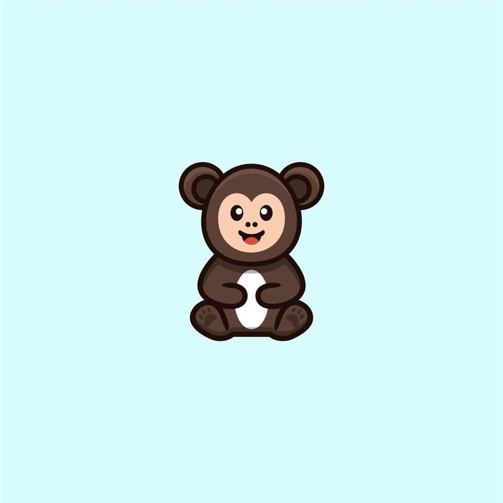 cute monkey concept logo design vector