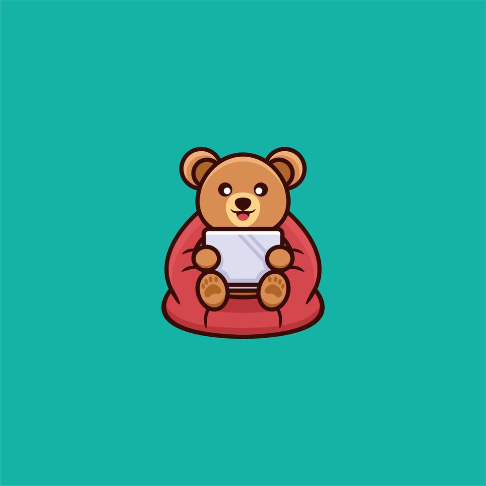 cute bear sitting on a chair vector