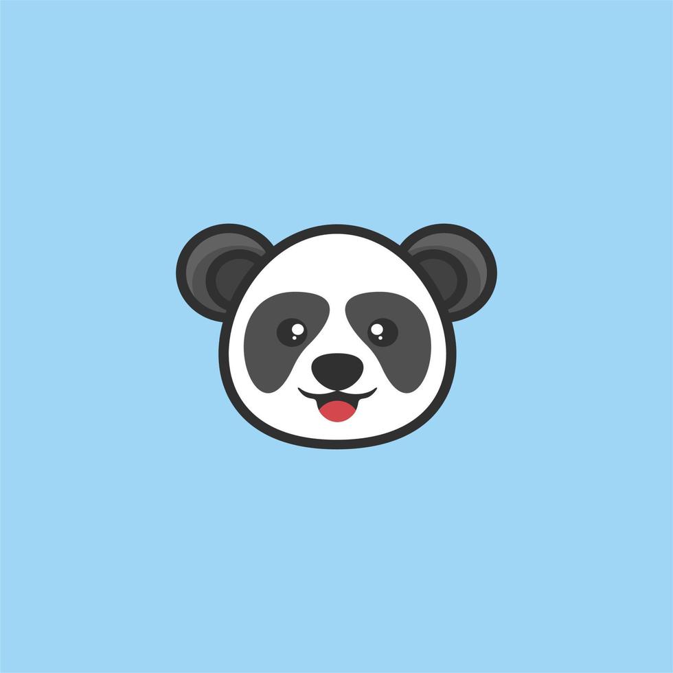 Cute panda head logo design vector