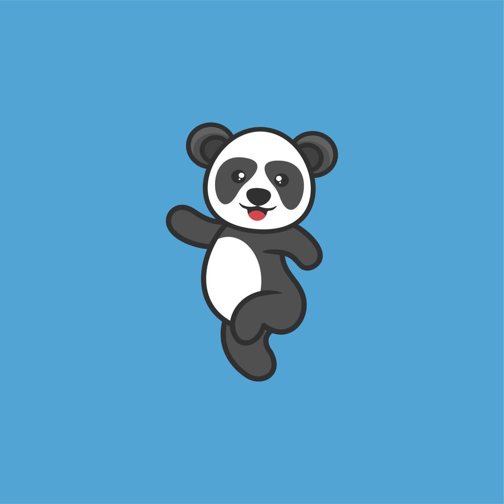 cute panda sitting logo design vector