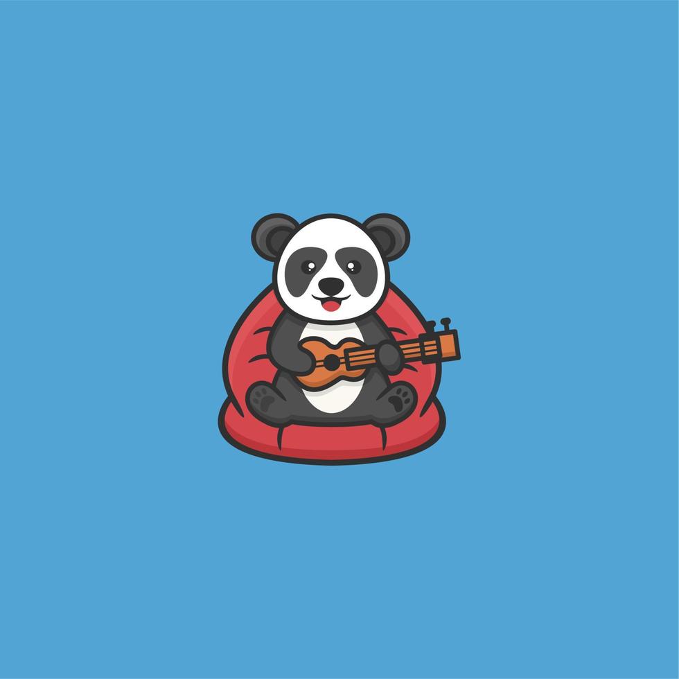 cute panda sitting logo design vector