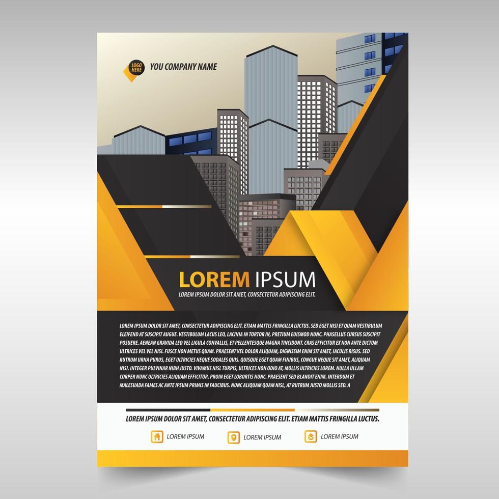 yellow, black and white corporate flyer design template vector