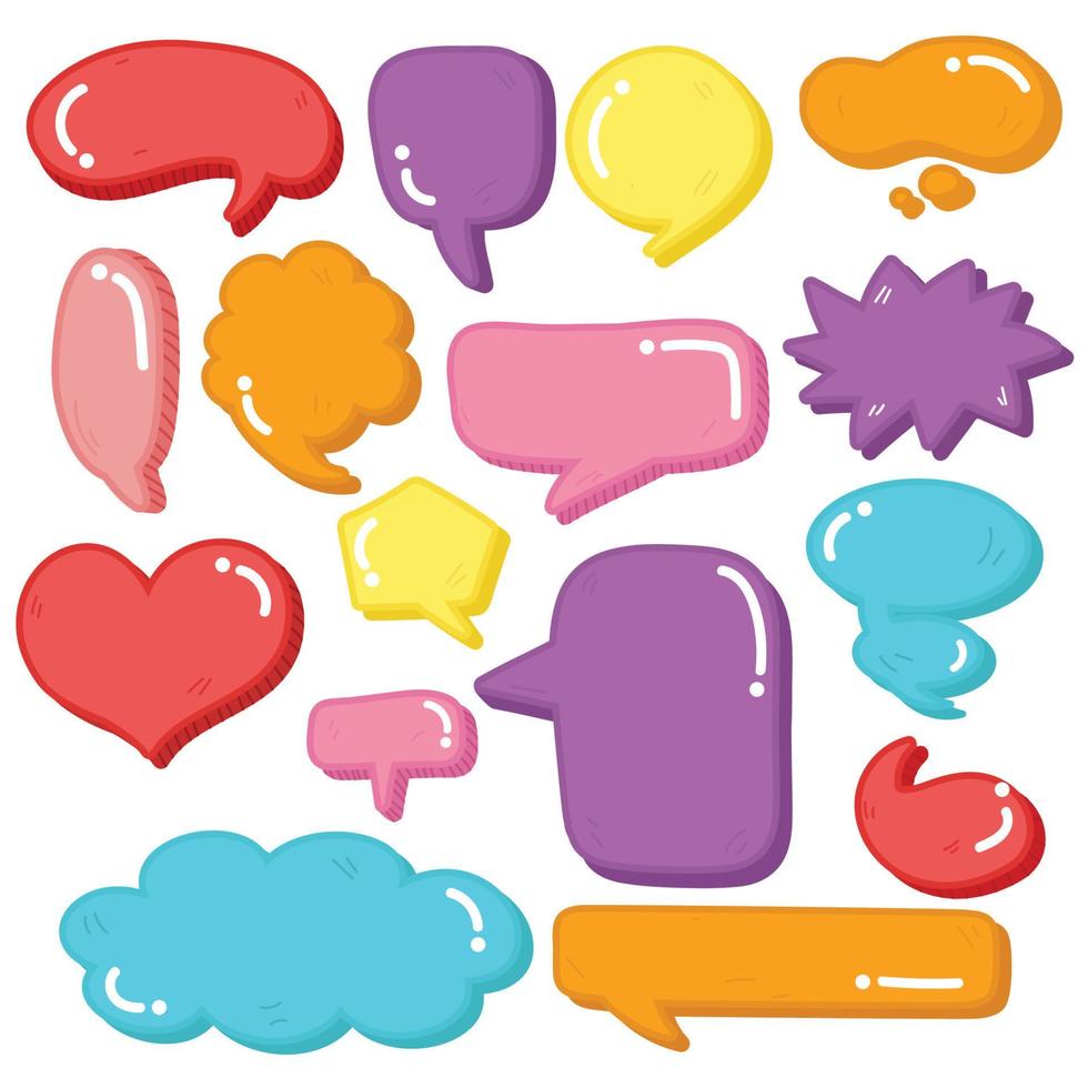 Cute Bubble Speech Design Set. vector