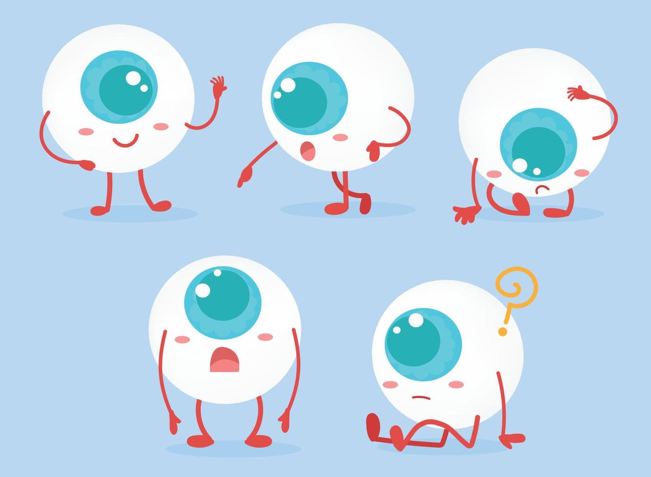 Eye cartoon cute funny set. vector