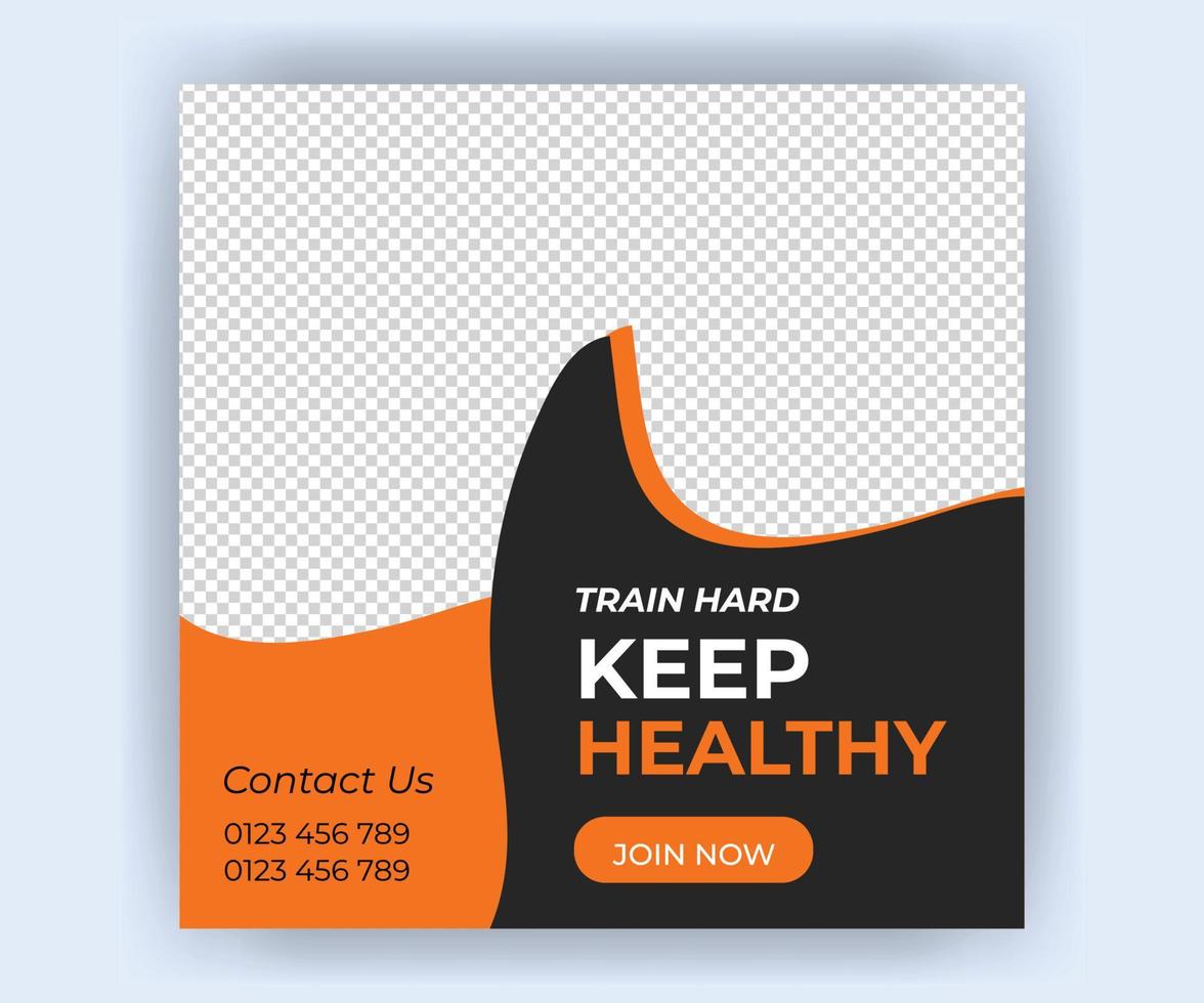 Fitness social media post template free download vector