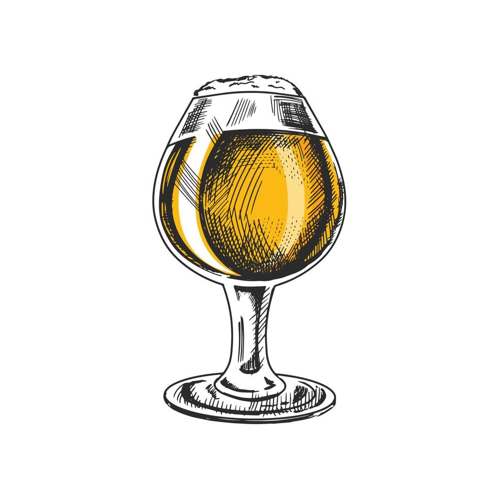 Hand-drawn sketch of  beer glass isolated on white background. Vector vintage engraved illustration.
