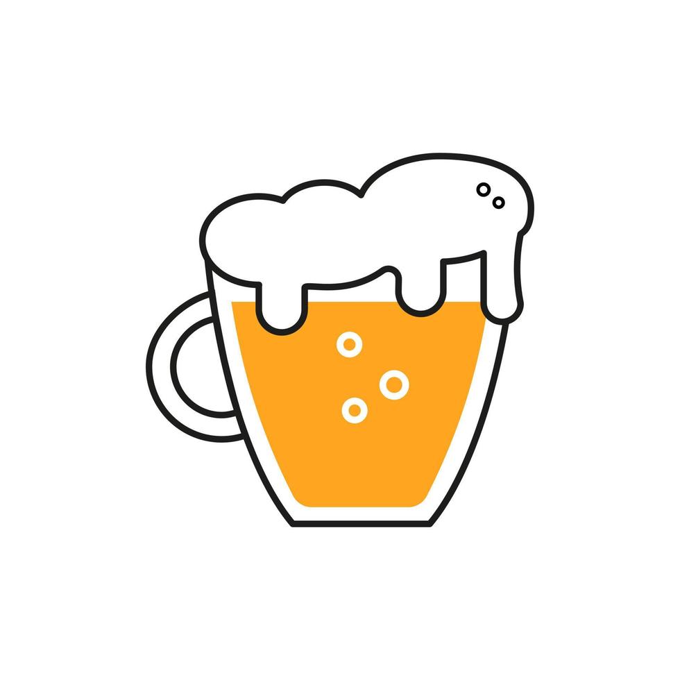 Beer mug colored icon isolated on white background. Beer Symbol. Vector Design Illustration. Outline style.