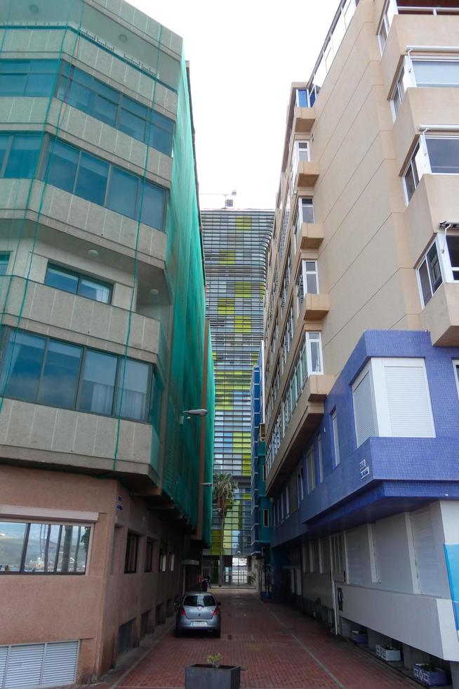 windows of urban buildings in the canary islands photo