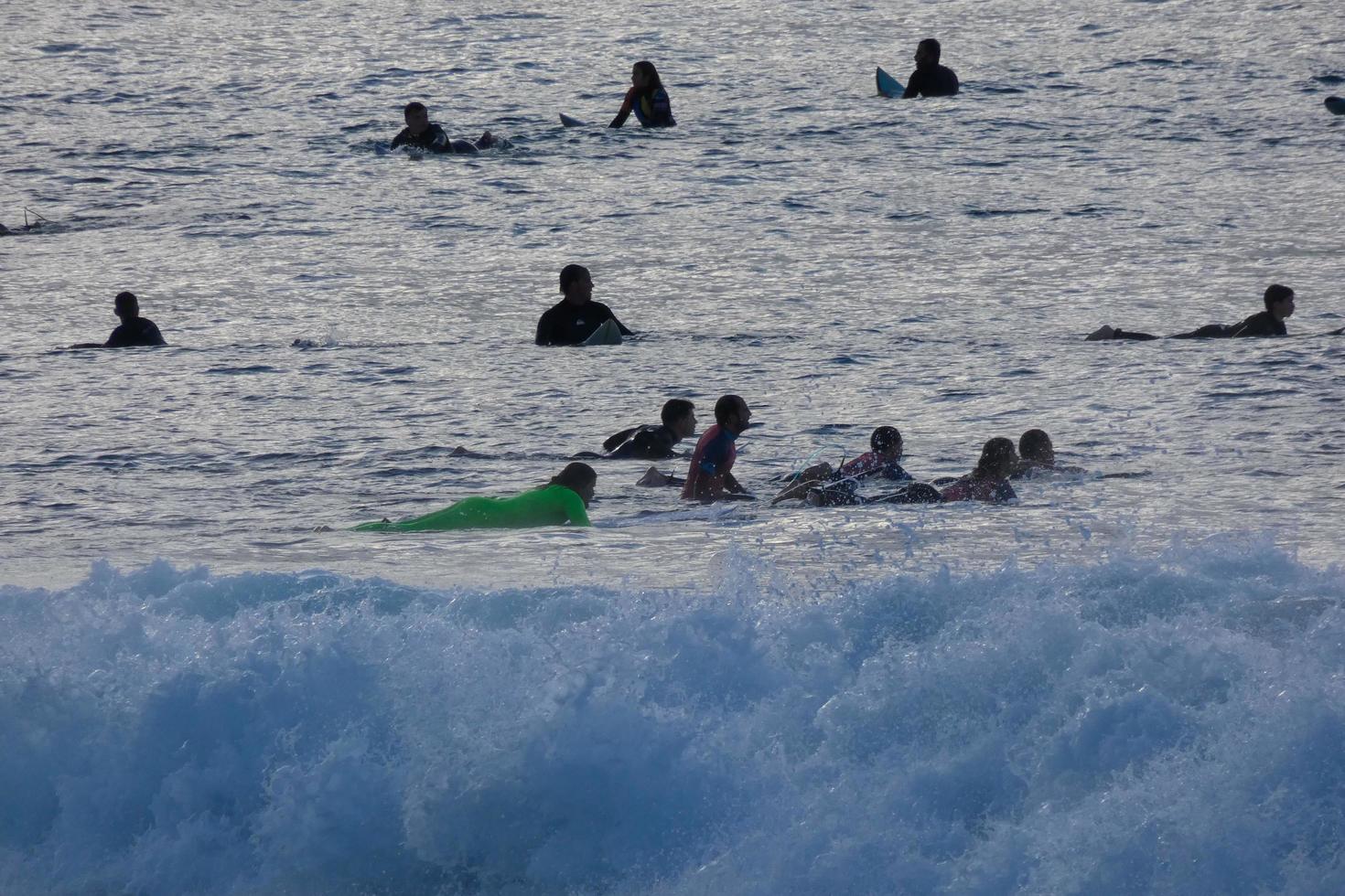 Surf school on an ocean beach photo