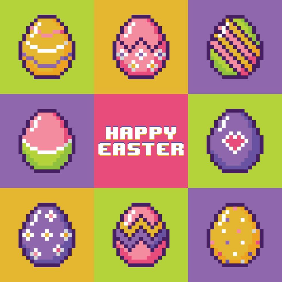 Vector Pixel Colorful Easter Egg Collection