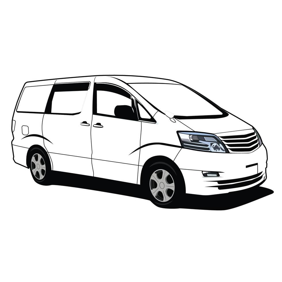 large suv vehicle black and white vector