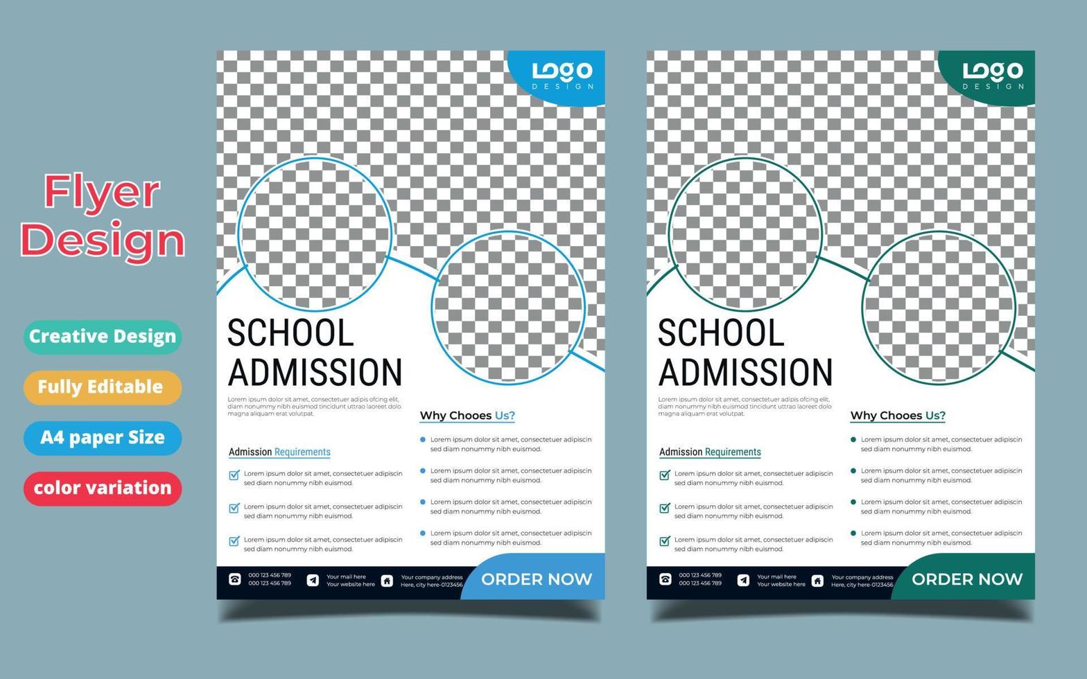 School admission flyer design set. back to school flyer design set. Back to school admission flyer. school admission template for flyer design. vector illustration