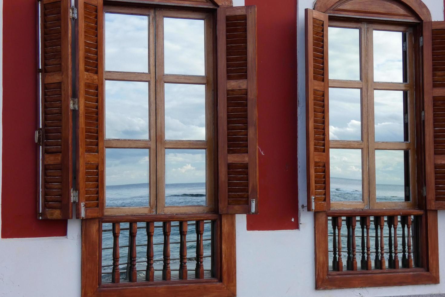 windows of urban buildings in the canary islands photo