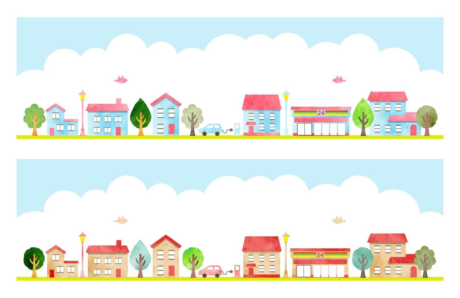 Set of buildings in cartoon style. Vector illustration isolated on ...