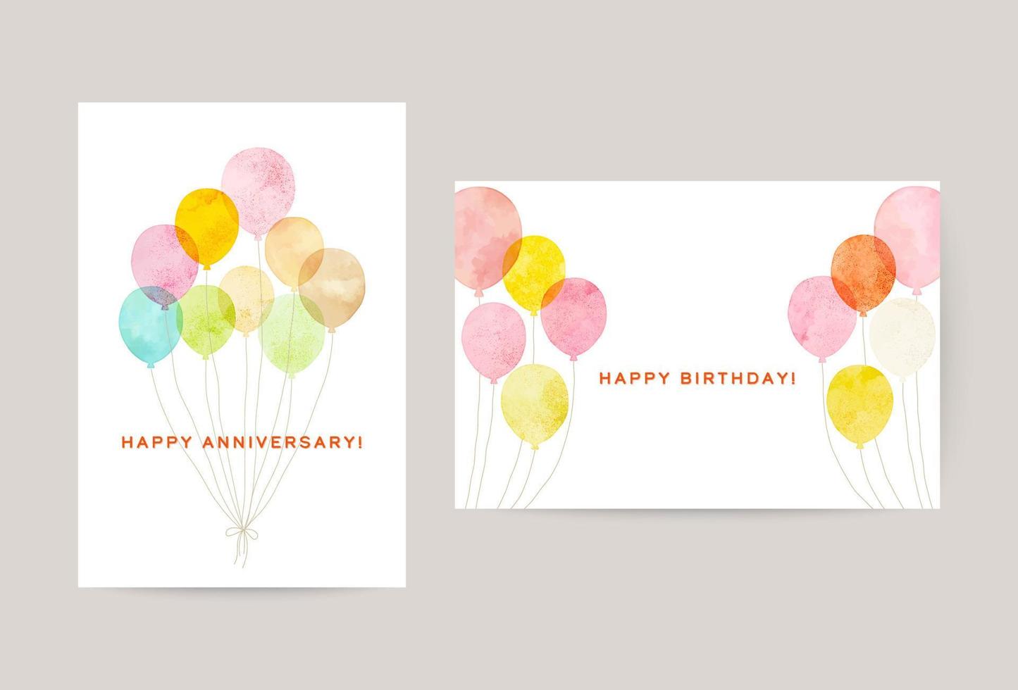 watercolor balloons illustration, vector card set