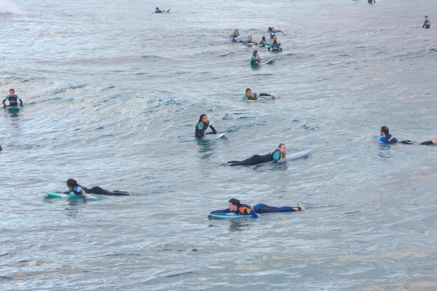 Surf school on an ocean beach photo