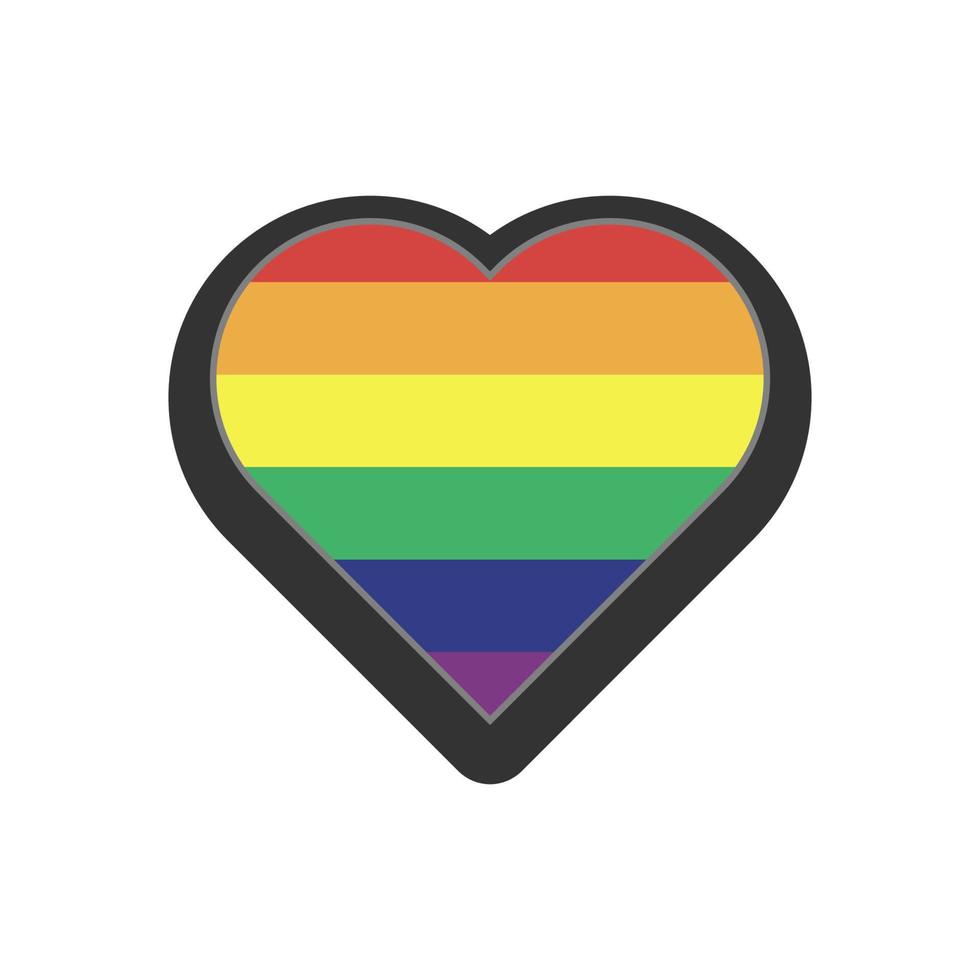 Rainbow flag in heart shape. Pride LGBTQ love. Lesbian, gay, bisexual, transgender, queer symbol. Flat icon isolated on white background vector