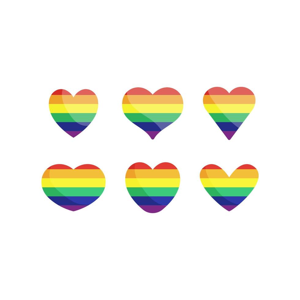 Lgbt rainbow flag in hearts shape. Gay, Lesbian, Bisexual, Trans, Queer pride love symbol of sexual diversity vector