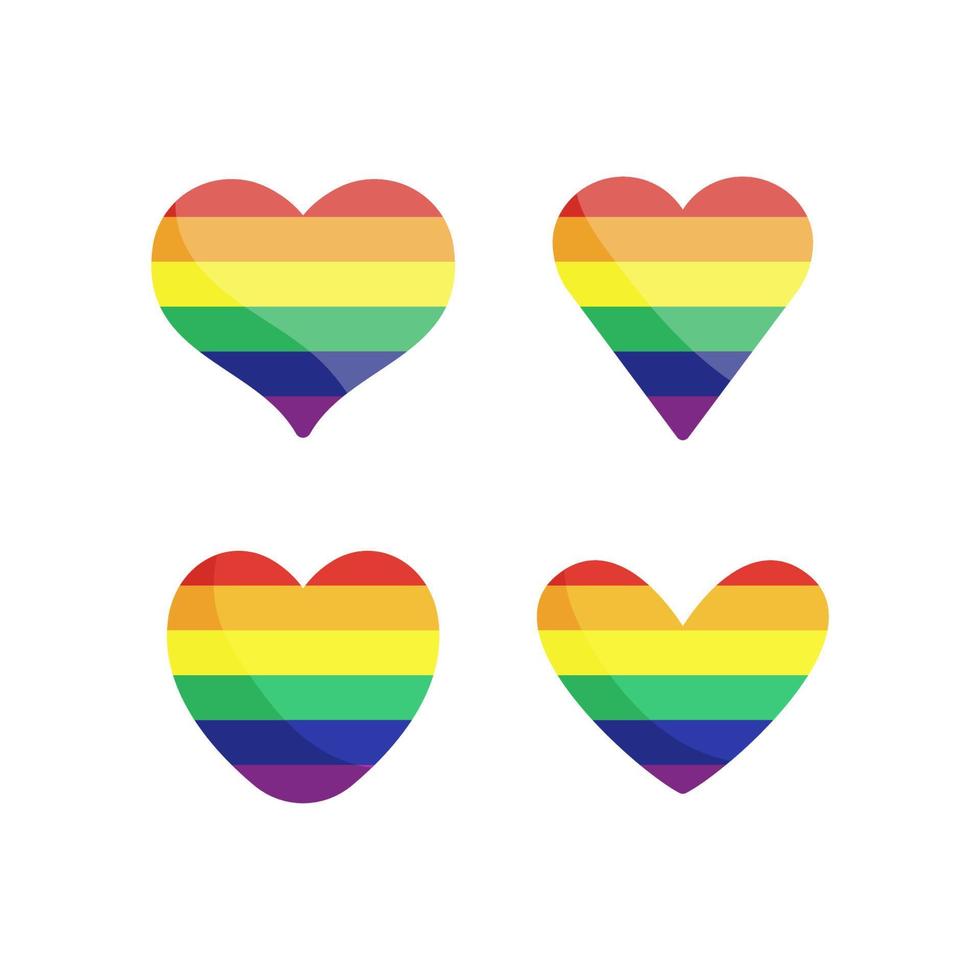 Lgbt rainbow flag in hearts shape. Gay, Lesbian, Bisexual, Trans, Queer pride love symbol of sexual diversity vector