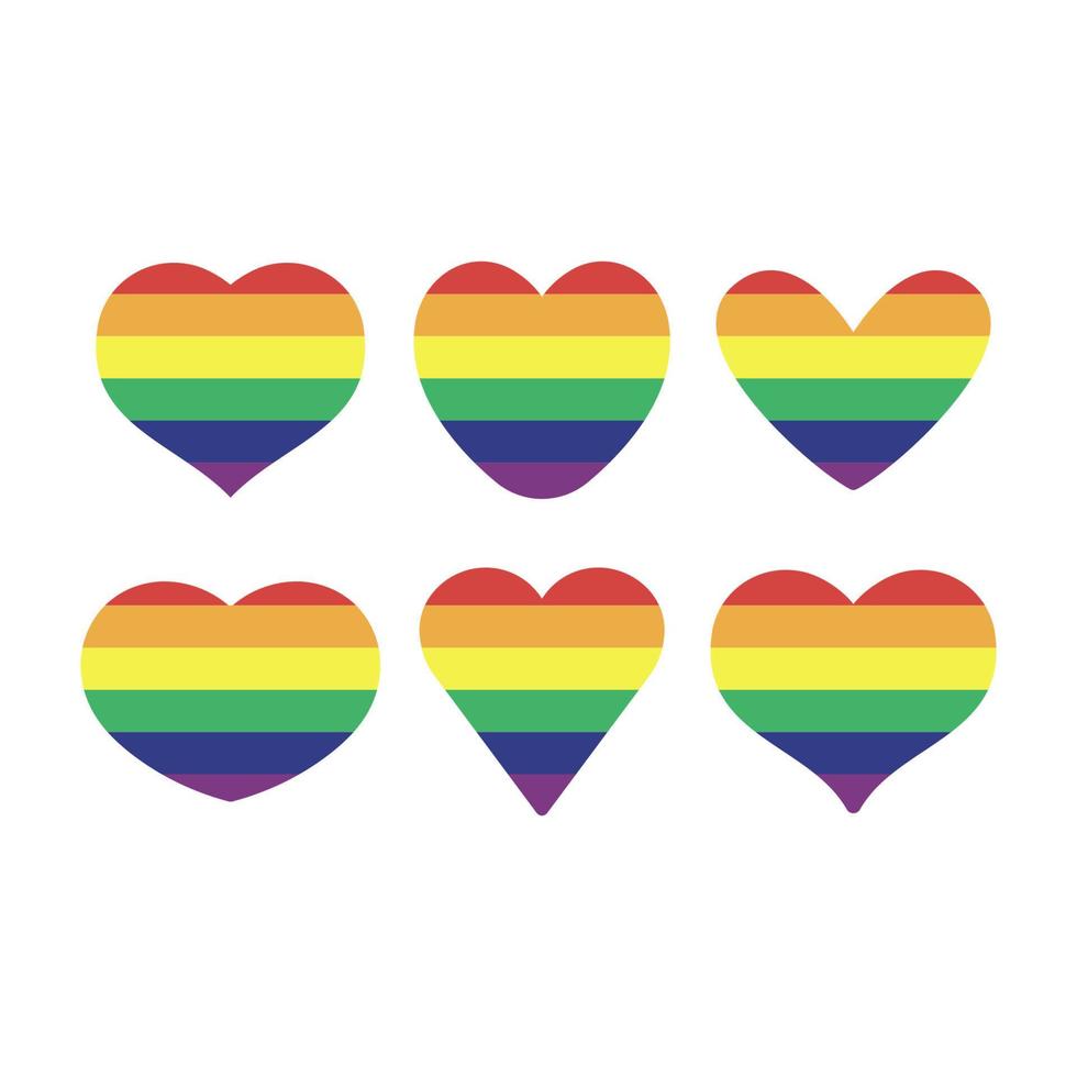 Lgbt rainbow flag in hearts shape. Gay, Lesbian, Bisexual, Trans, Queer pride love symbol of sexual diversity vector