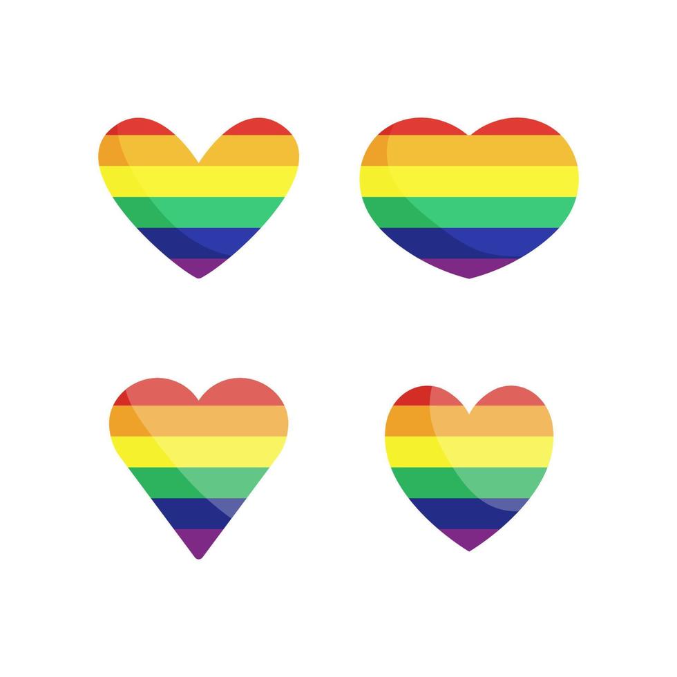 Lgbt rainbow flag in hearts shape. Gay, Lesbian, Bisexual, Trans, Queer pride love symbol of sexual diversity vector