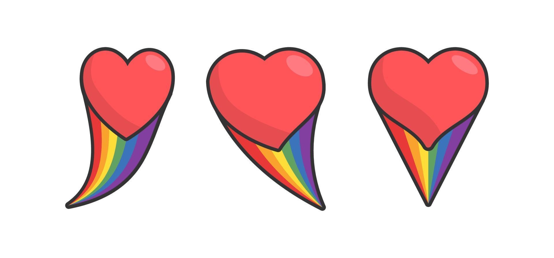 corazón icono con arco iris bandera cola. lgbt apoyo y amor diseño. lesbiana, homosexual, bisexual, Transgénero representación símbolo. vector