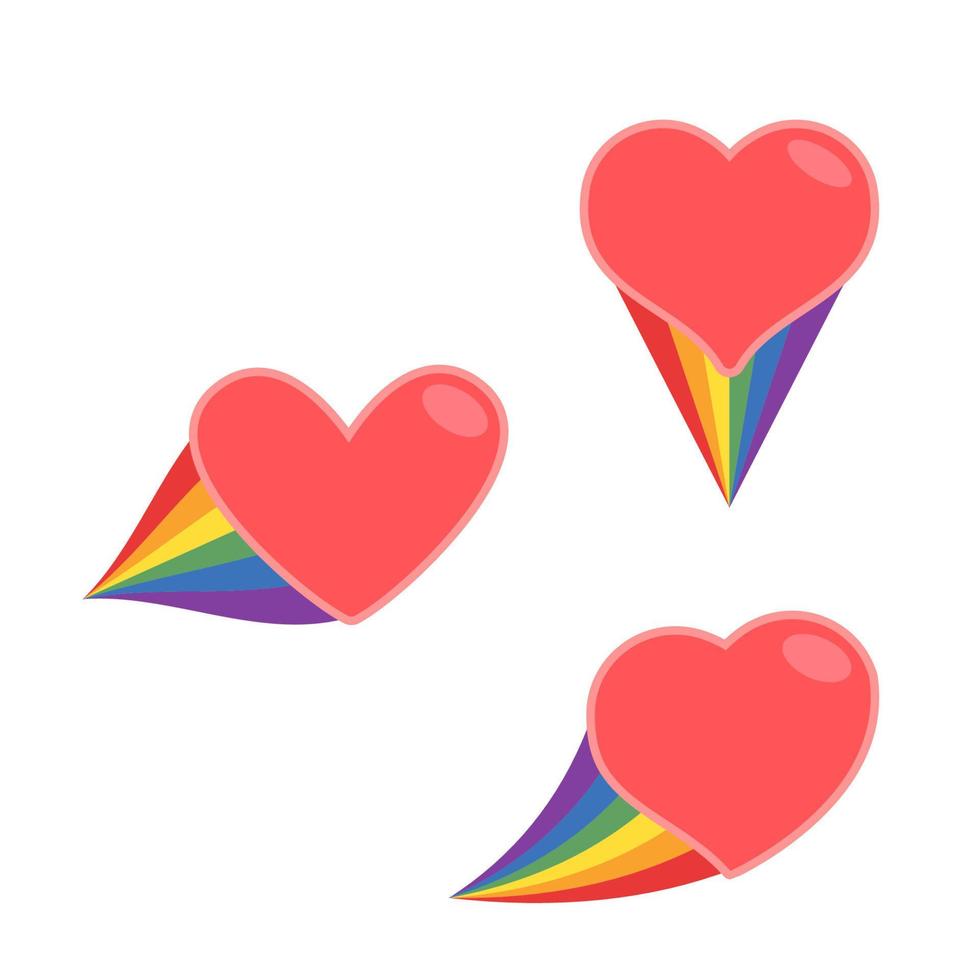 Heart icon with rainbow flag tail. Lgbt support and love design. Lesbian, Gay, Bisexual, Transgender representation symbol. vector